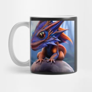 Baby Blue and Red Dragon with Big Eyes Mug